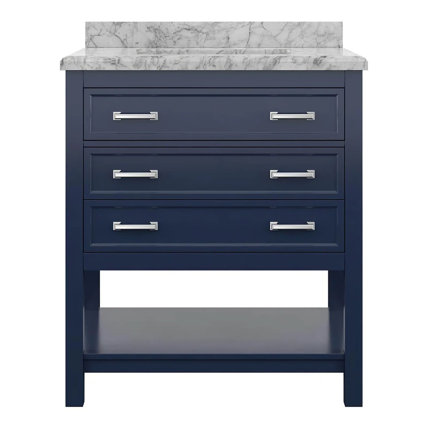 31" Single Sink Bathroom Vanity with Marble Top - Blue