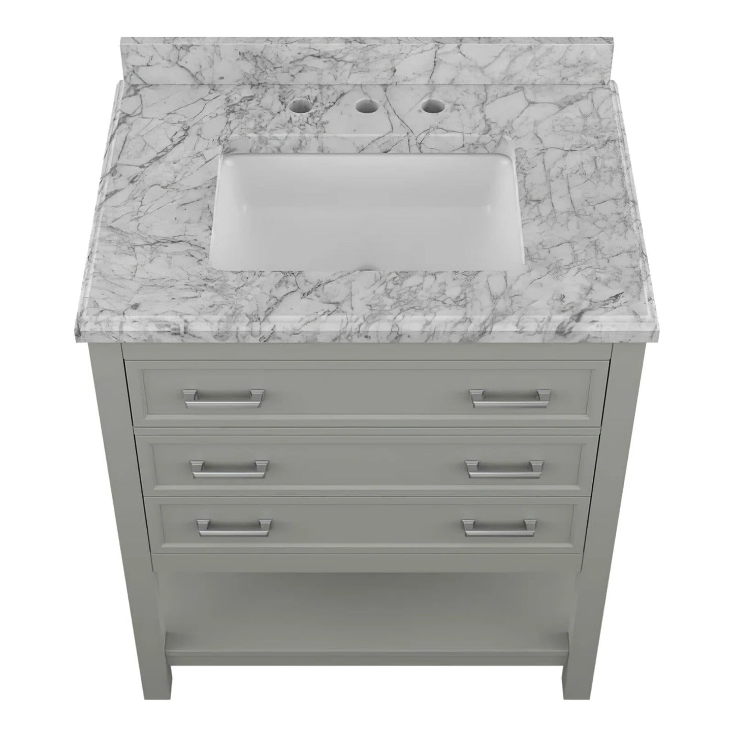 31" Single Sink Bathroom Vanity with Marble Top - Gray