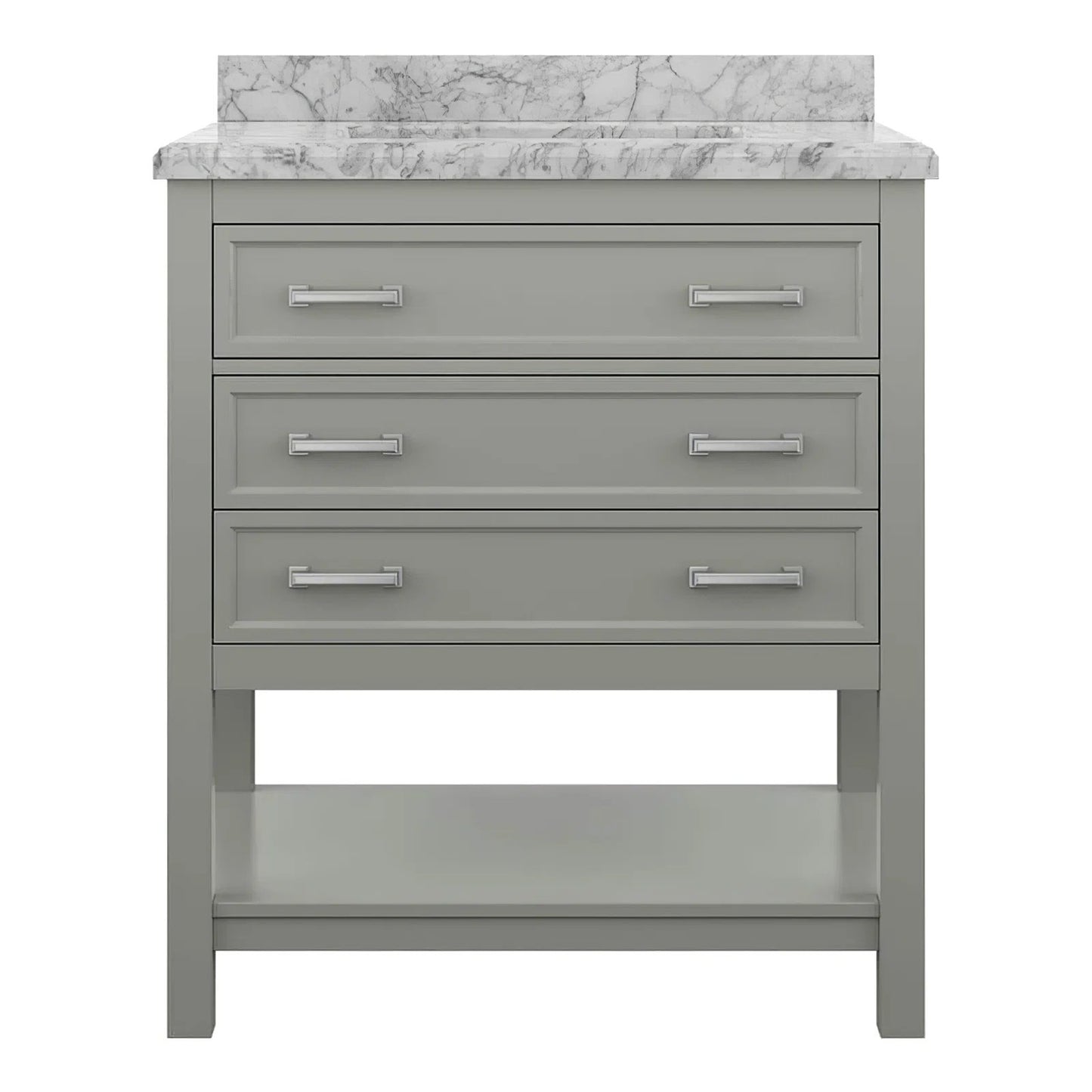31" Single Sink Bathroom Vanity with Marble Top - Gray
