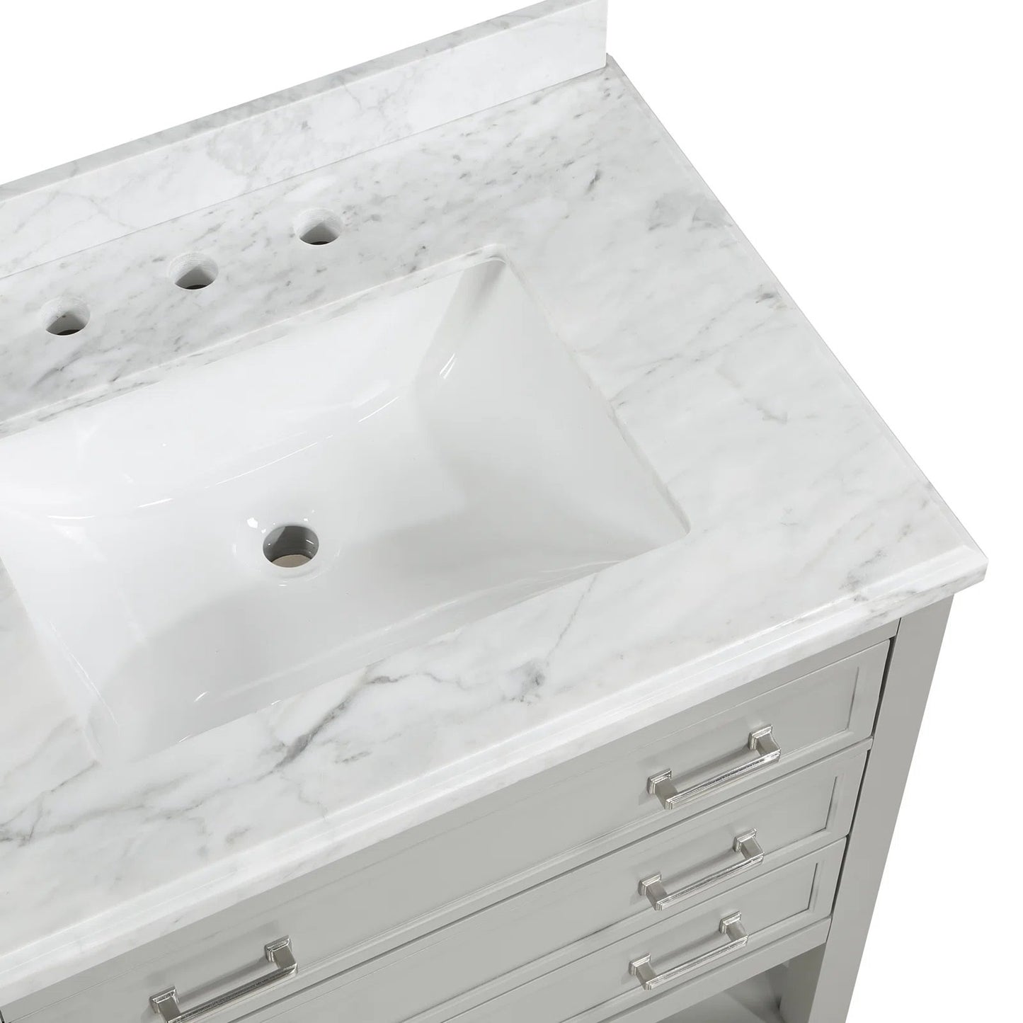 31" Single Sink Bathroom Vanity with Marble Top - Gray