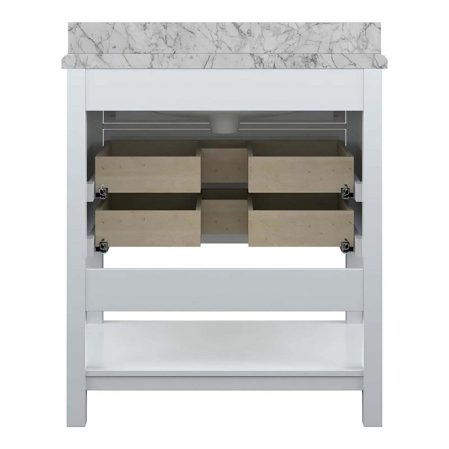 31" Single Sink Bathroom Vanity with Marble Top - White