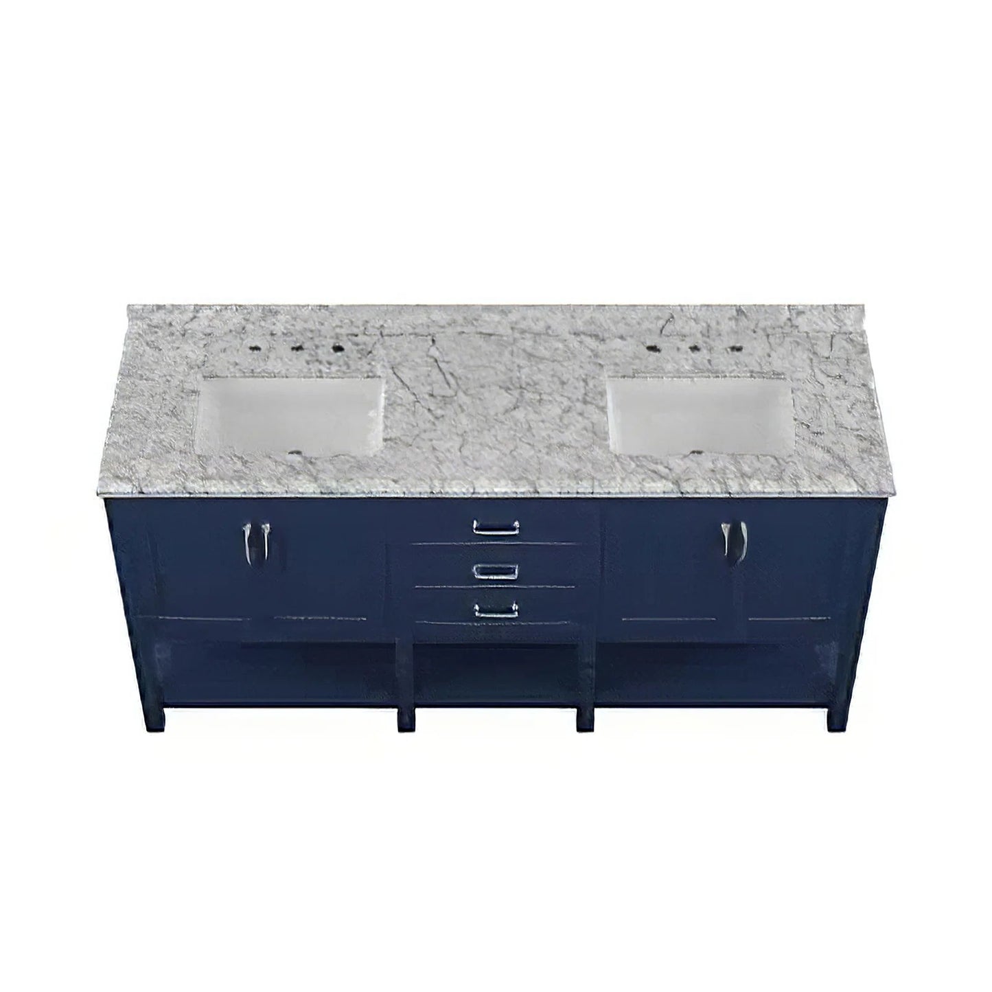 72" Double Sink Bathroom Vanity with Marble Top - Blue