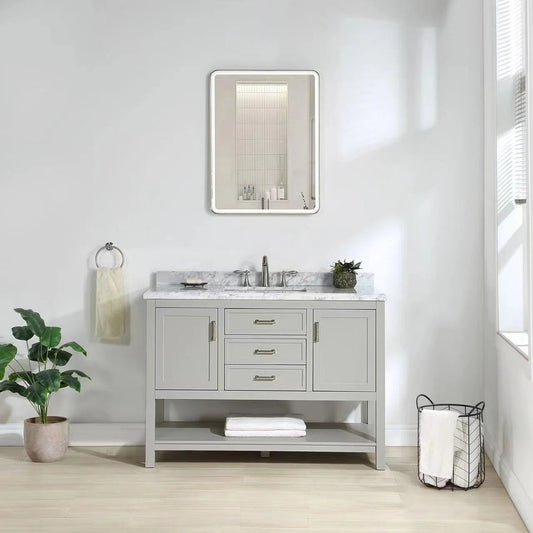 49" Single Sink Bathroom Vanity with Marble Top - Gray