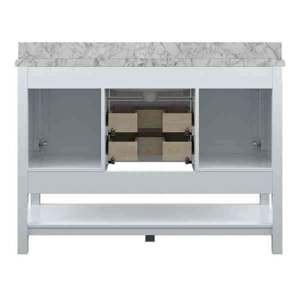49" Single Sink Bathroom Vanity with Marble Top - White