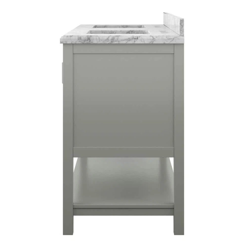 61" Double Sink Bathroom Vanity with Marble Top - Gray